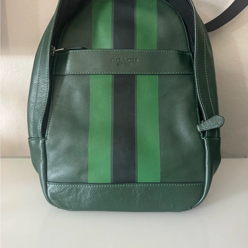 Coach Green leather and Mesh sling bag with Dual Center Stripes - Picture 1 of 2